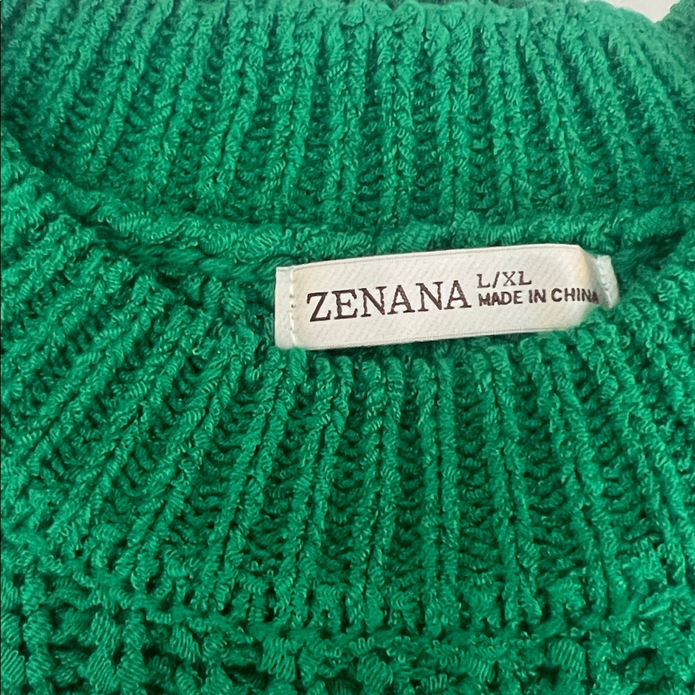 Zenana Outfitters Green Crew Neck oversized Sweater